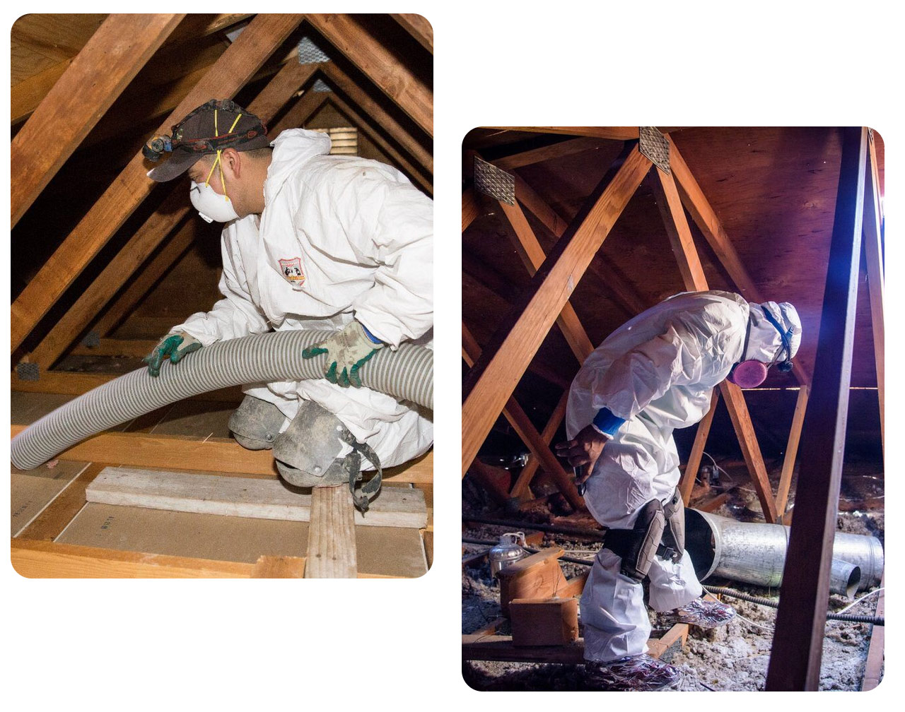 Workers in an attic